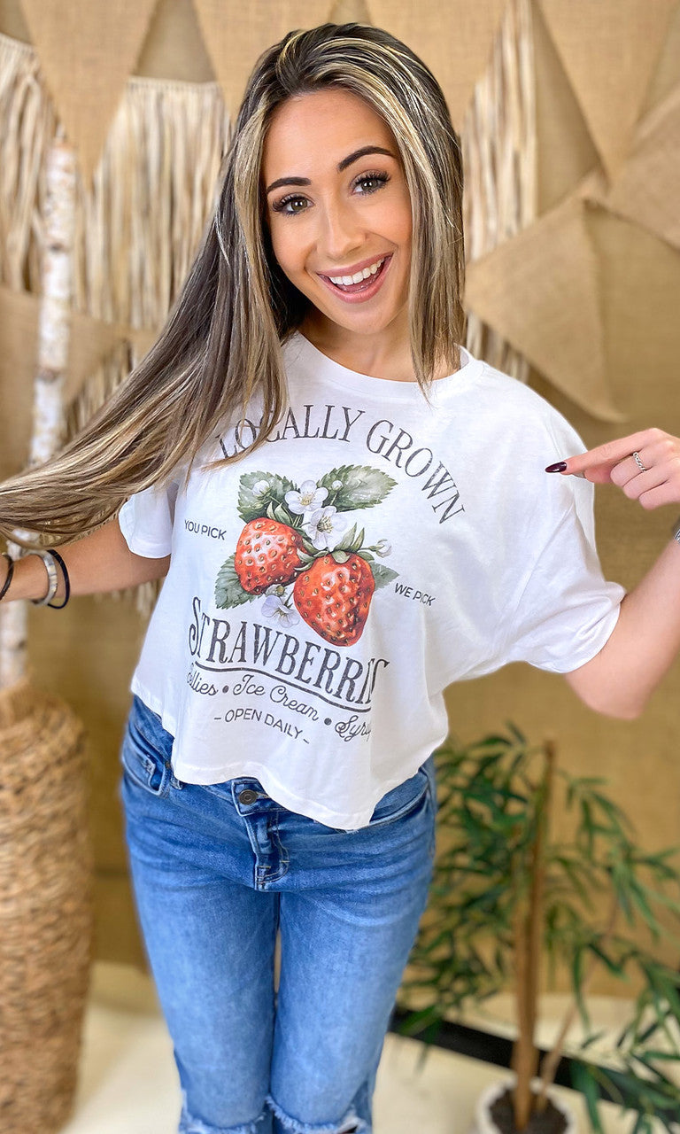 Locally Grown Fruit Graphic Crop Top T-Shirt