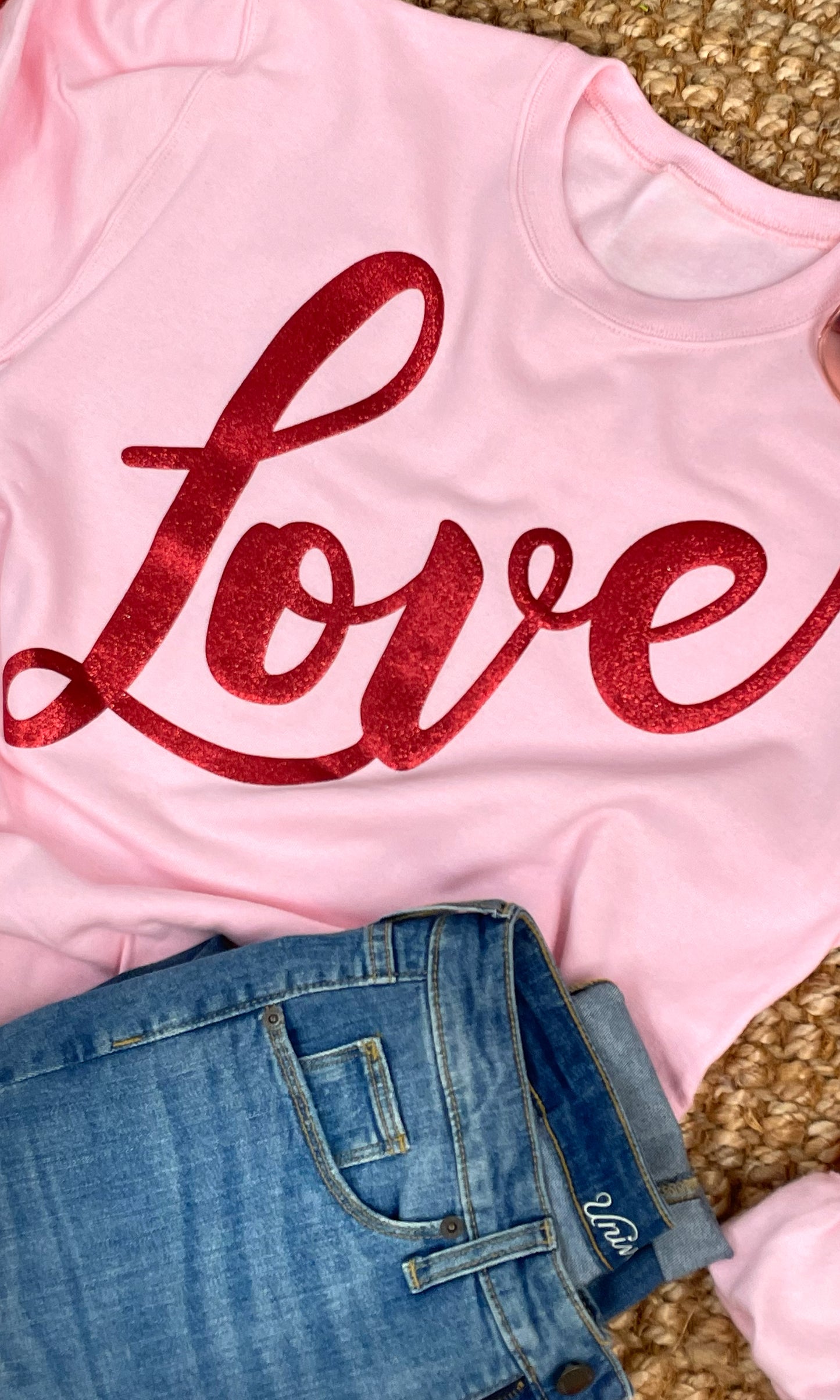 Love Glitter Puff Graphic Sweatshirt