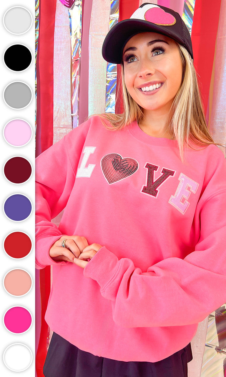 Big Heart Love Sequin Valentine Graphic Sweatshirt
