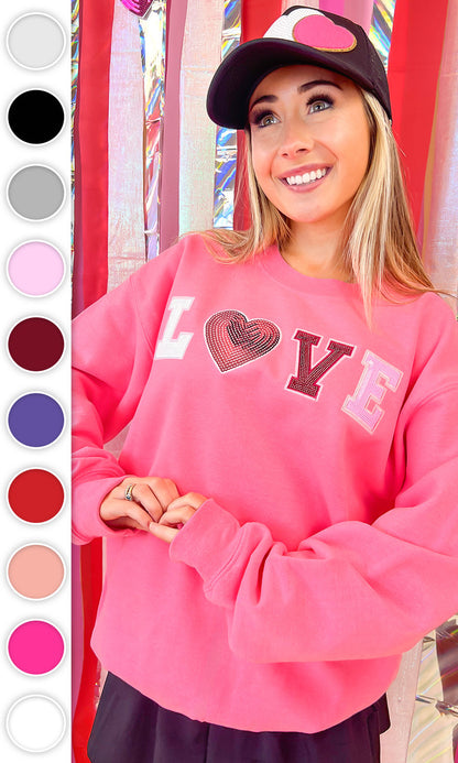 Big Heart Love Sequin Valentine Graphic Sweatshirt