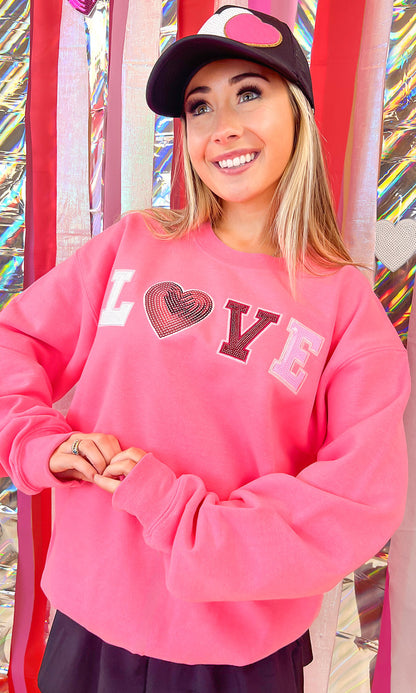 Big Heart Love Sequin Valentine Graphic Sweatshirt