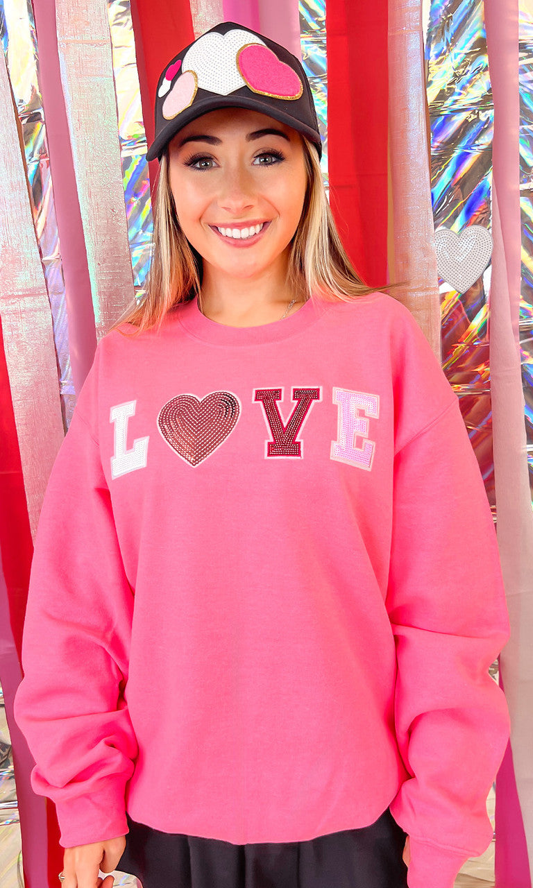 Big Heart Love Sequin Valentine Graphic Sweatshirt