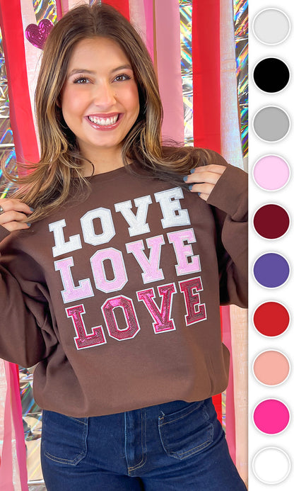 Ombre Sequin Love Valentines Graphic Sweatshirt
