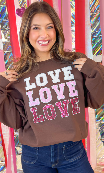 Ombre Sequin Love Valentines Graphic Sweatshirt