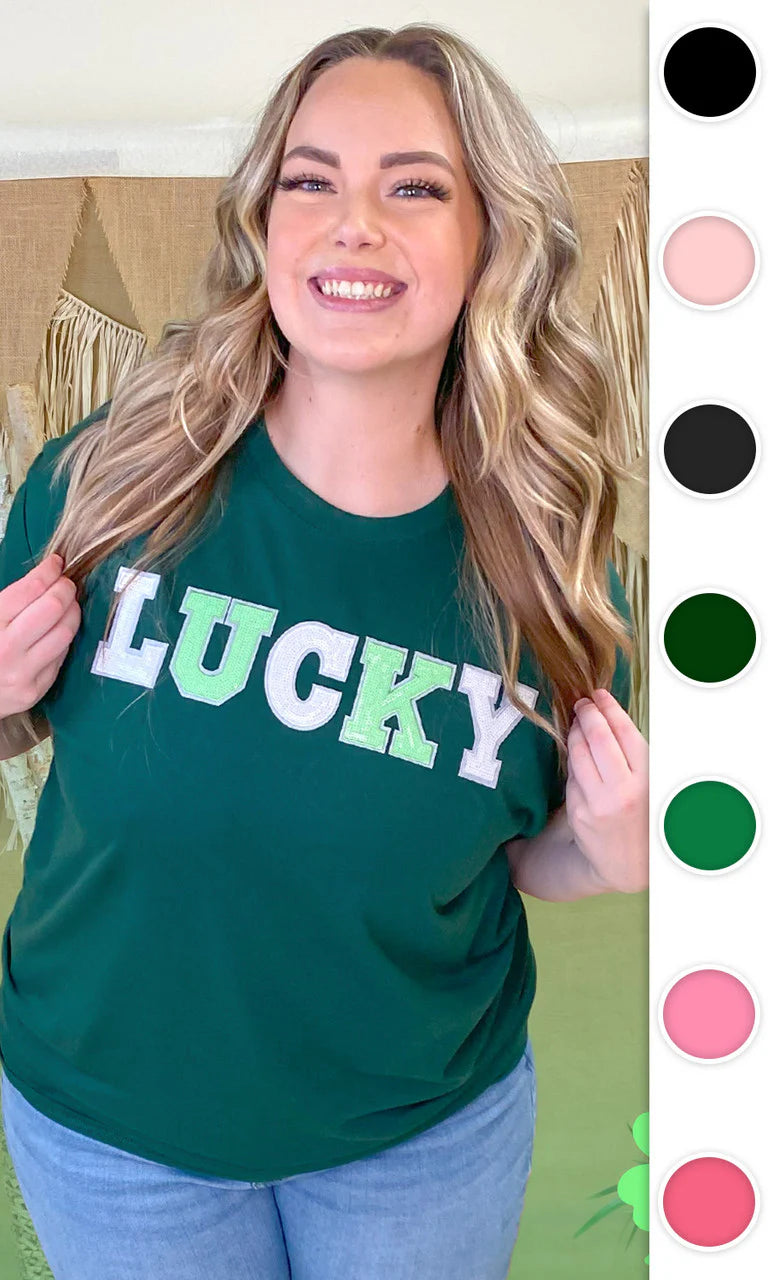 Lucky St Patrick's Day Sequin Graphic T-Shirt