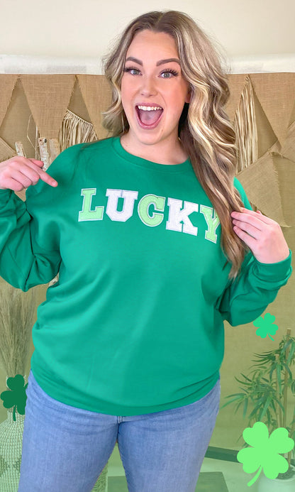 Lucky St Patricks Day Sequin Graphic Sweatshirt