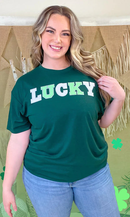 Lucky St Patrick's Day Sequin Graphic T-Shirt