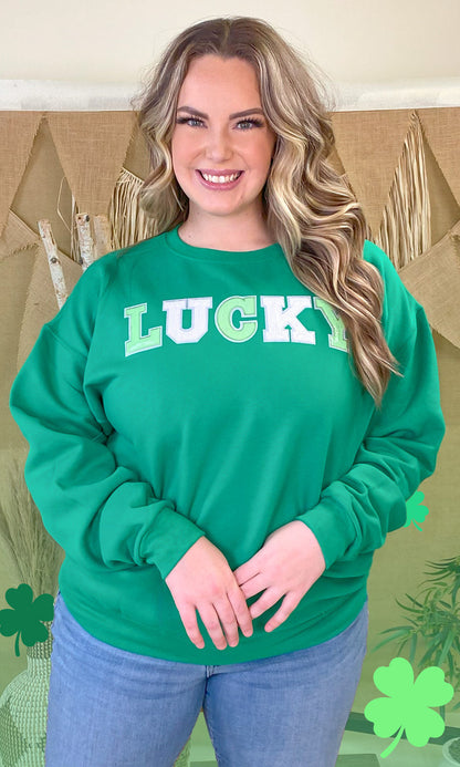 Lucky St Patricks Day Sequin Graphic Sweatshirt