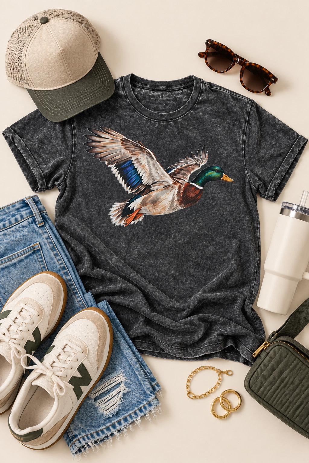 Mallard Duck Pigment Washed Graphic T-Shirt