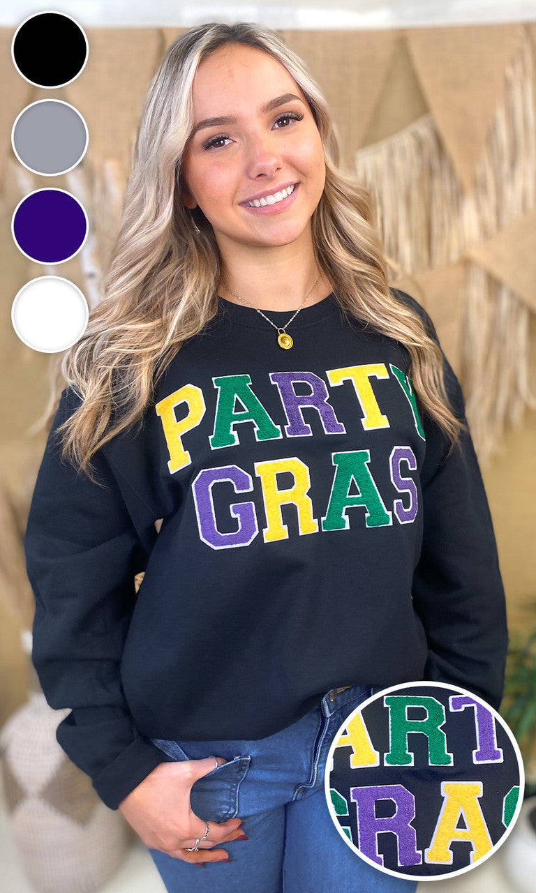 Party Gras Soft Chenille Graphic Sweatshirt