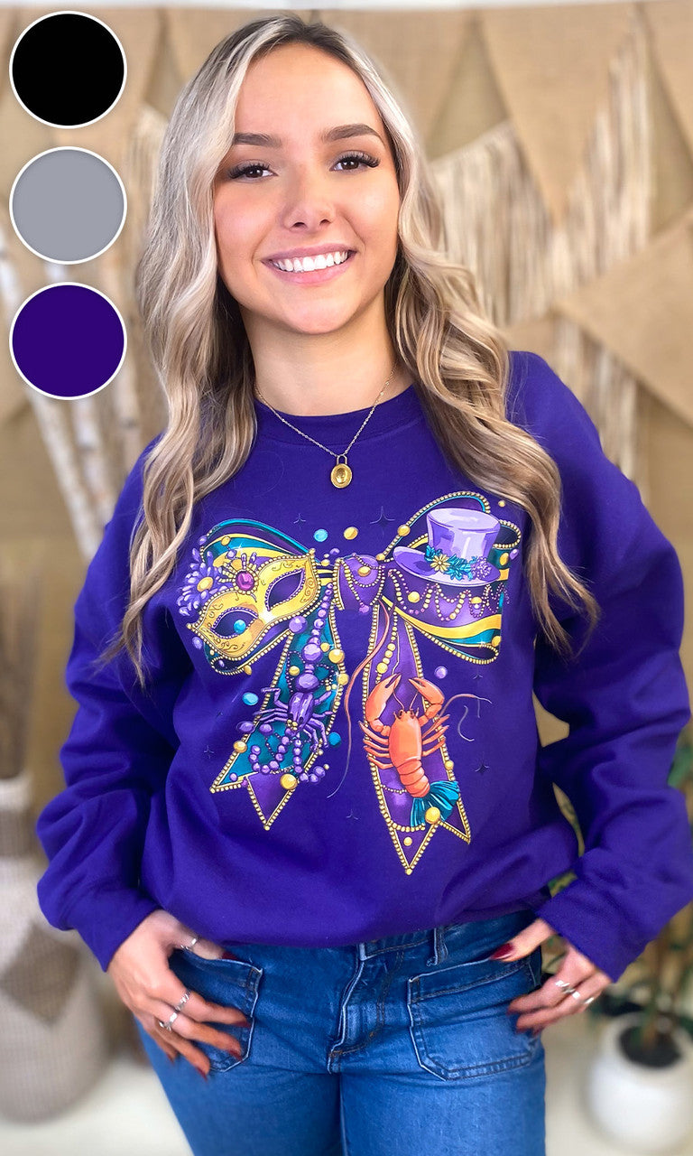 Mardi Gras Bow Graphic Sweatshirt