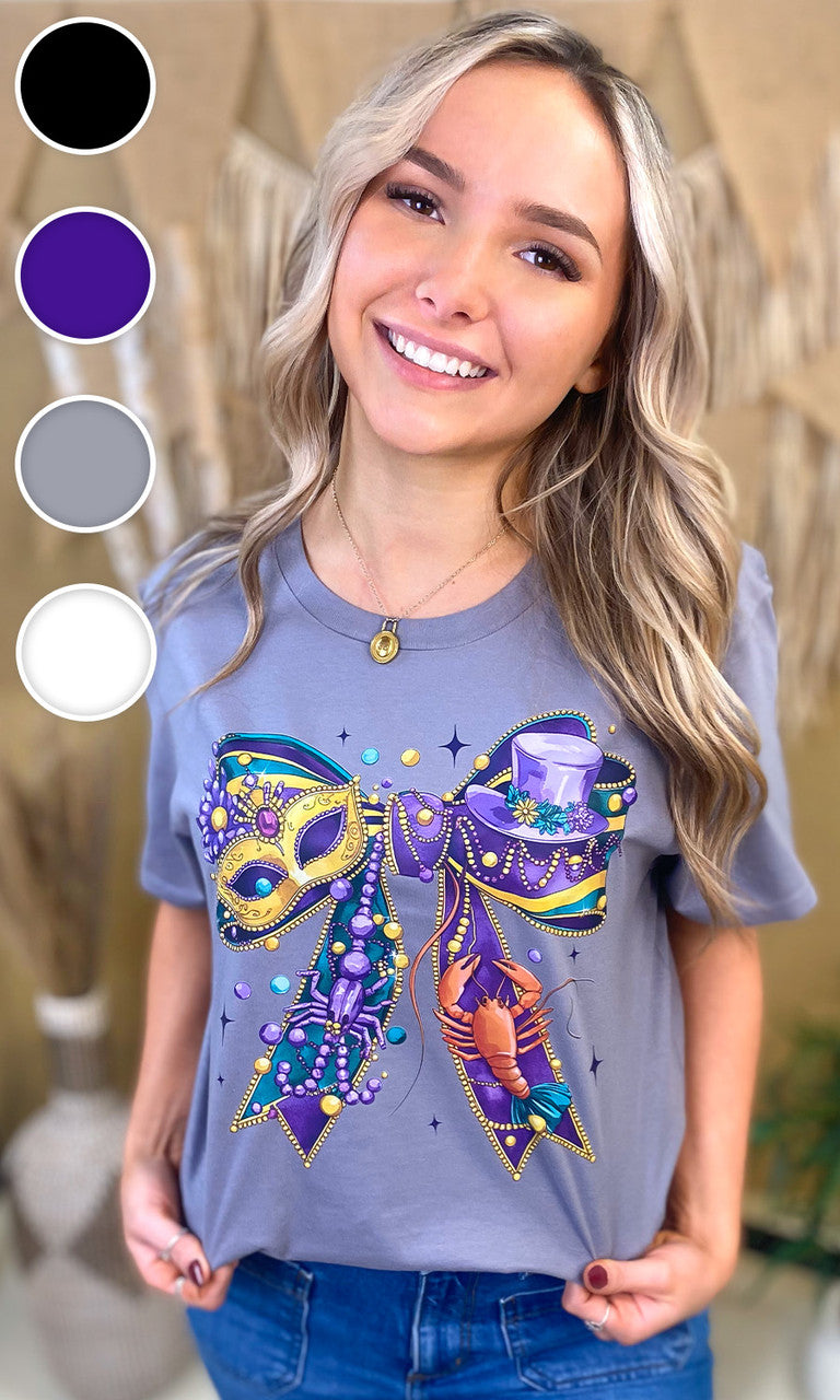 Mardi Gras Bow Graphic T-Shirt