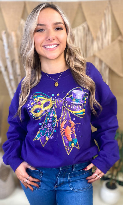 Mardi Gras Bow Graphic Sweatshirt