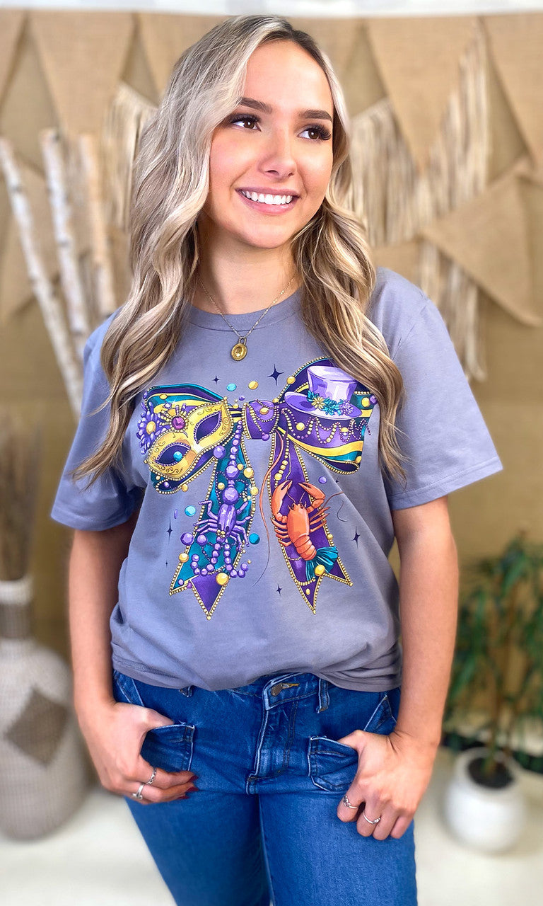 Mardi Gras Bow Graphic T-Shirt