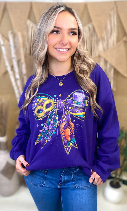 Mardi Gras Bow Graphic Sweatshirt