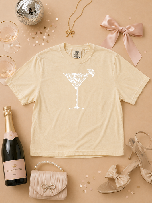 Martini Lace Graphic Comfort Color Graphic Boxy T-Shirt