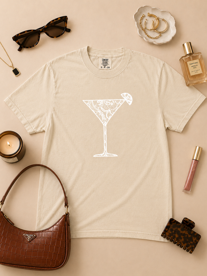 Martini Lace Graphic Comfort Color Graphic T-Shirt