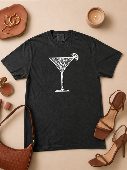 Martini Lace Graphic Comfort Color Graphic T-Shirt