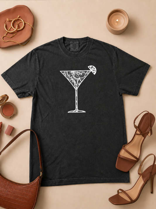 Martini Lace Graphic Comfort Color Graphic T-Shirt