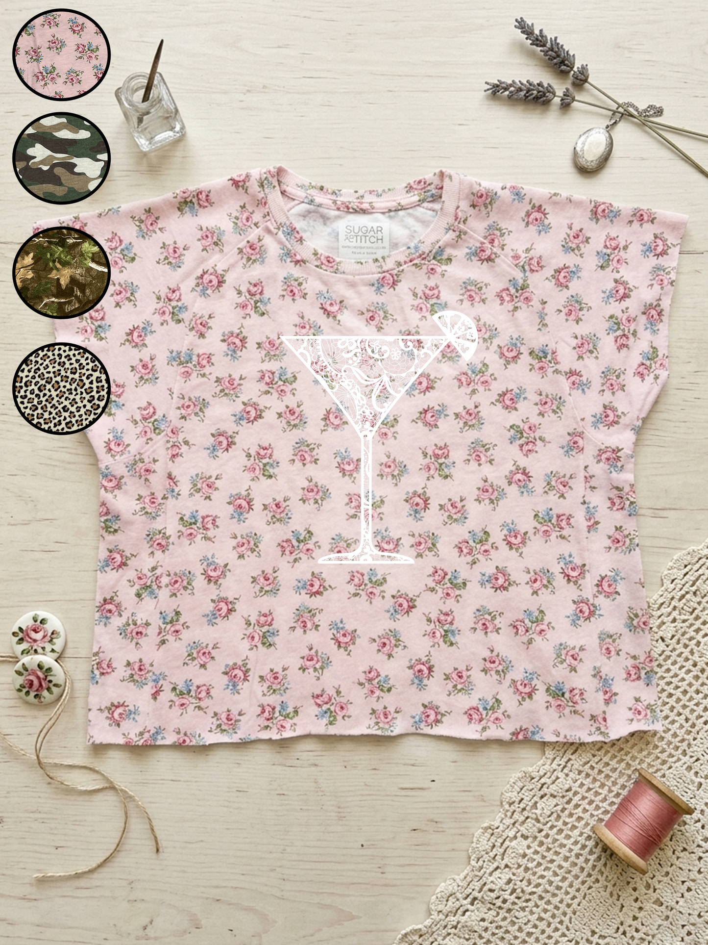 Martini Lace Graphic AOP Edgy Graphic Shirt
