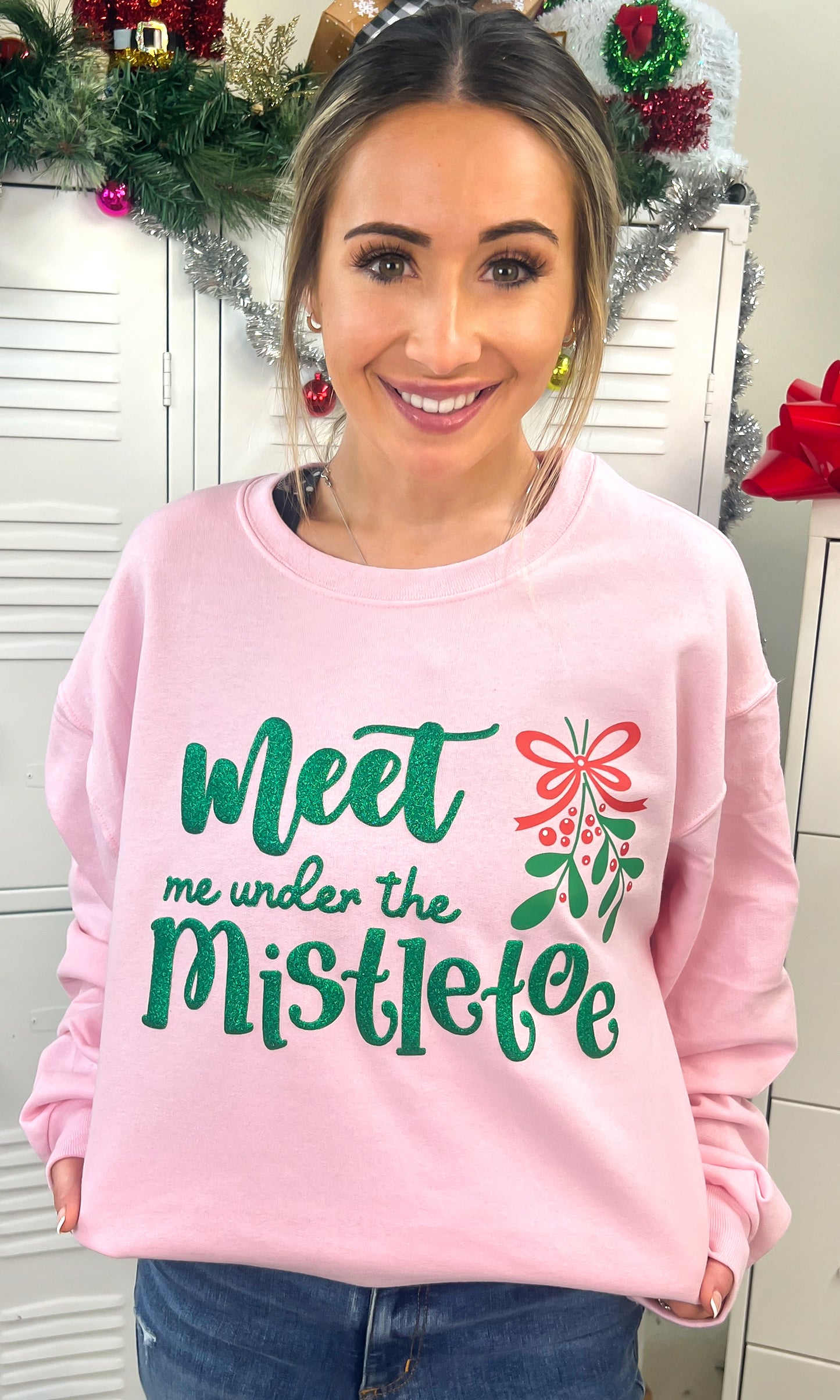 Meet me under the Mistletoe Christmas Graphic Sweatshirt