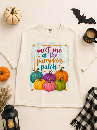 Meet Me At The Pumpkin Patch Graphic Comfort Color Boxy T-Shirt