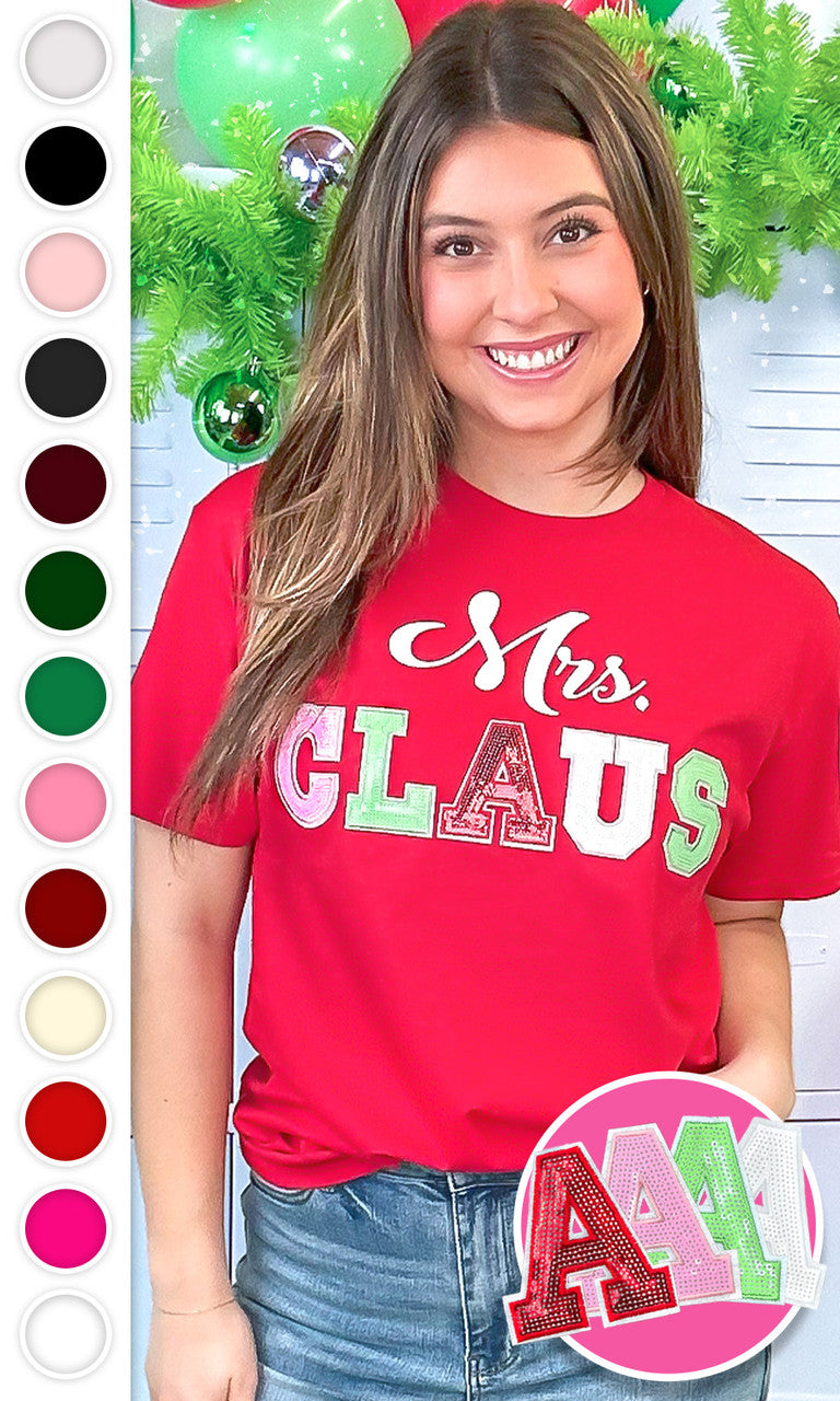 Mrs Claus Sequin Christmas Graphic T-Shirt