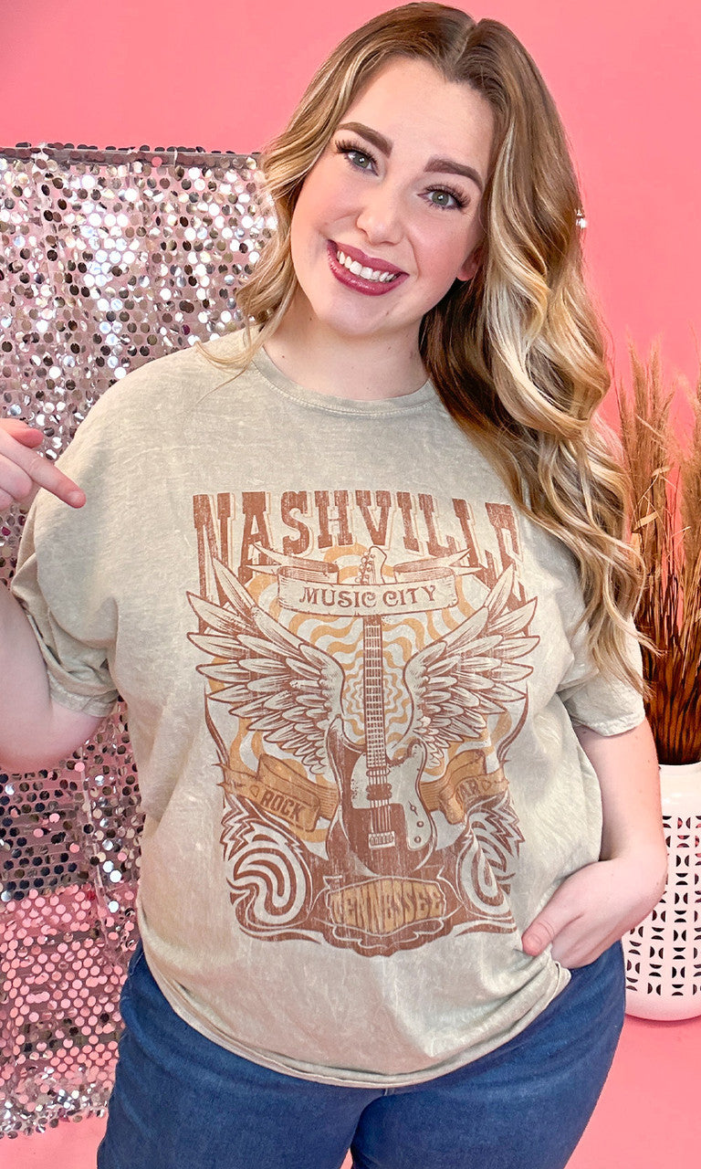 Retro Nashville Guitar Mineral Washed Shirt