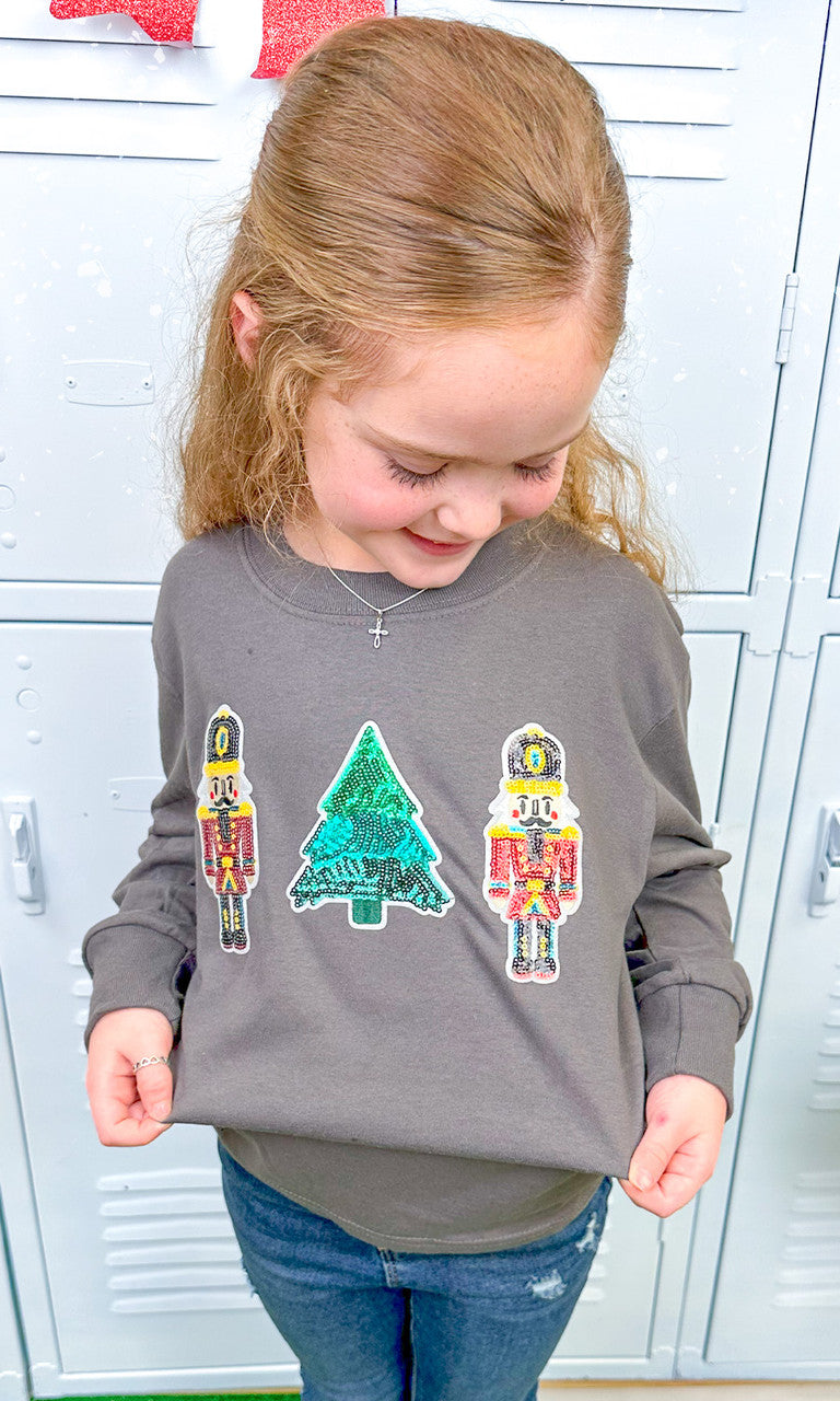 Nutcracker Sparkle Sequin Youth Graphic Sweatshirt