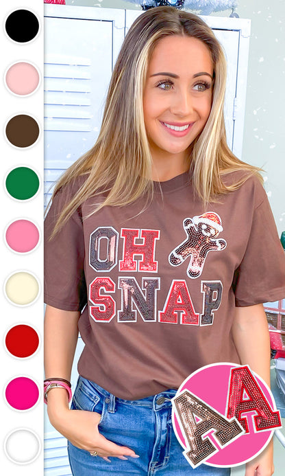 Oh Snap Fun Sequin Christmas Graphic T-Shirt