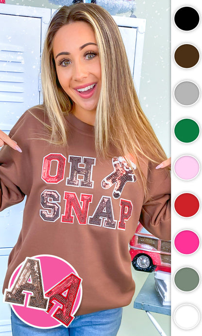 Oh Snap Sequin Christmas Graphic Sweatshirt
