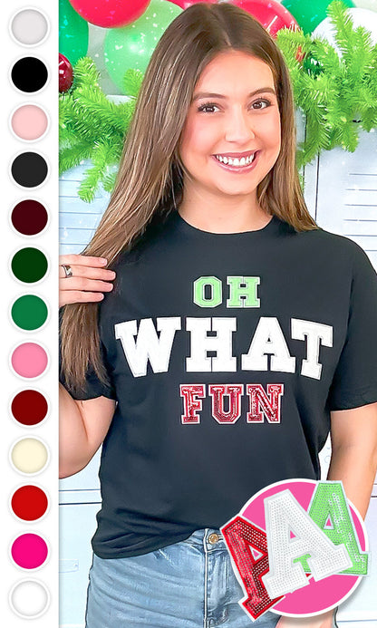 Oh What Fun Sequin Christmas Graphic T-Shirt