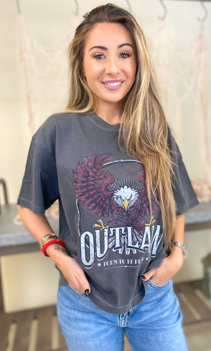 Outlaw Eagle Boxy Comfort Color Graphic T-Shirt