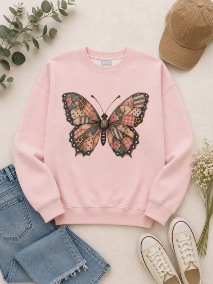 Patchwork Butterfly Graphic Nantucket Sweatshirt