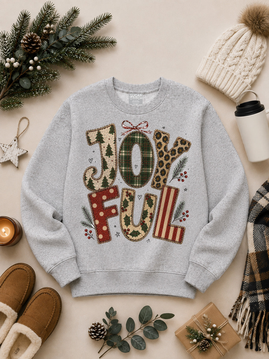 Patchwork Joyful Graphic Nantucket Sweatshirt