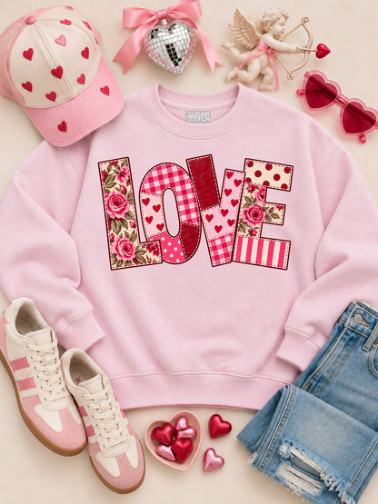 Patchwork Love Valentine's Day Graphic Nantucket Sweatshirt