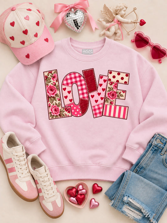 Patchwork Love Valentine's Day Graphic Nantucket Sweatshirt