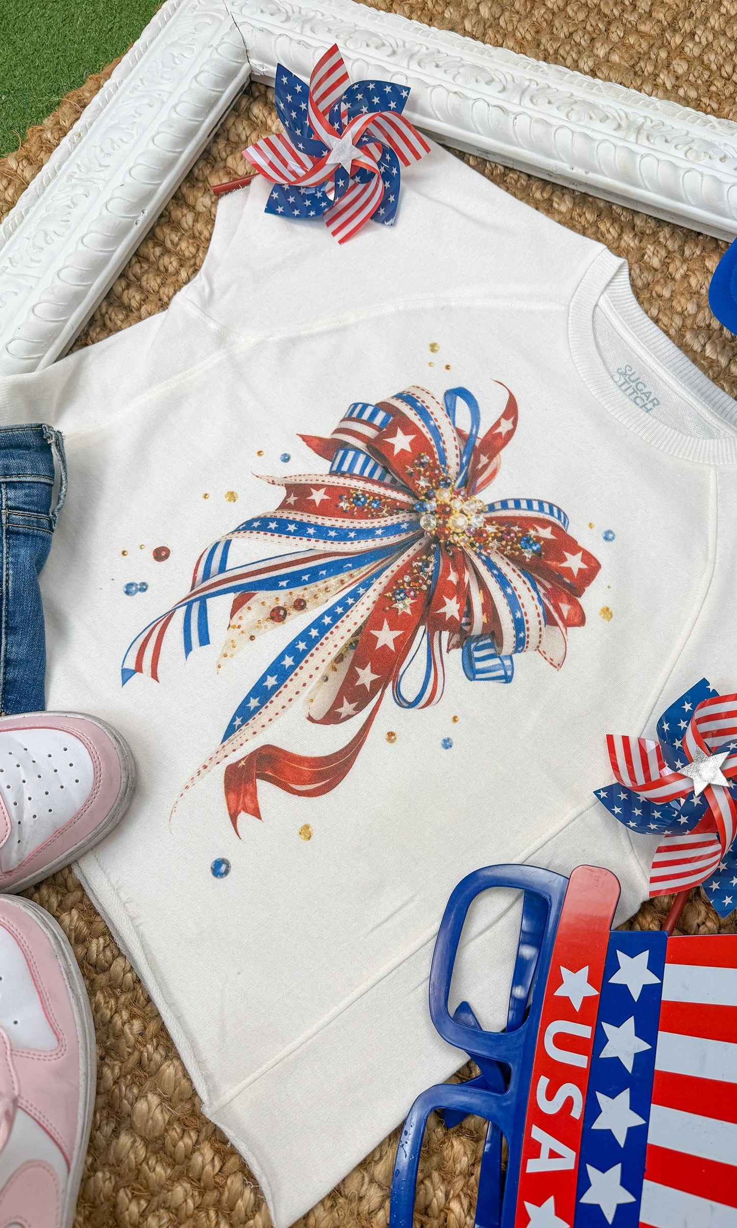 Patriotic Ribbon Bow Edgy Graphic Shirt