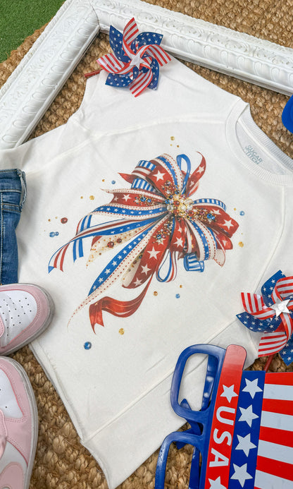 Patriotic Ribbon Bow Edgy Graphic Shirt