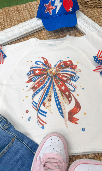 Patriotic Ribbon Bow Edgy Graphic Shirt