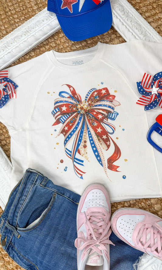 Patriotic Ribbon Bow Edgy Graphic Shirt