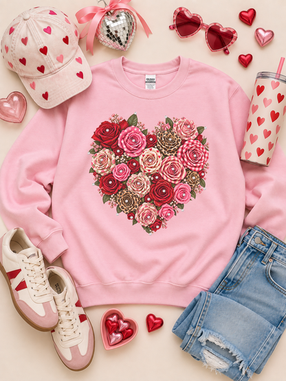 Pattern Rhinestone Heart Valentine's Day Graphic Sweatshirt