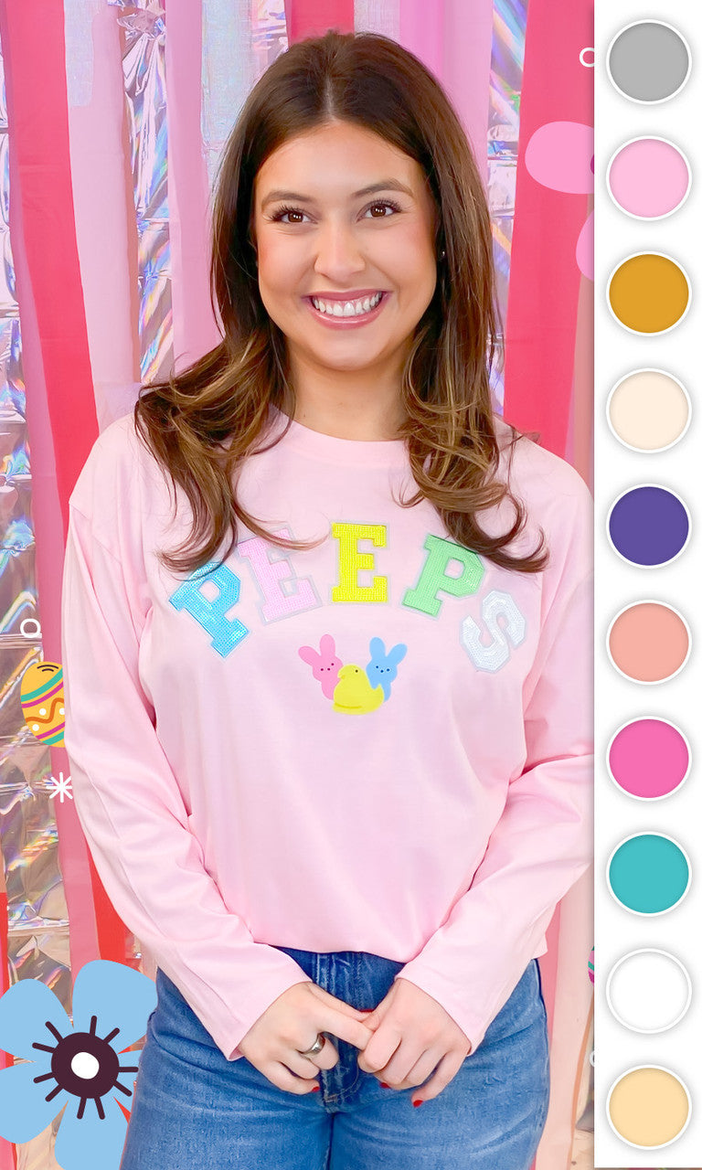 Peeps Sequin Easter Graphic Long Sleeve T-Shirt