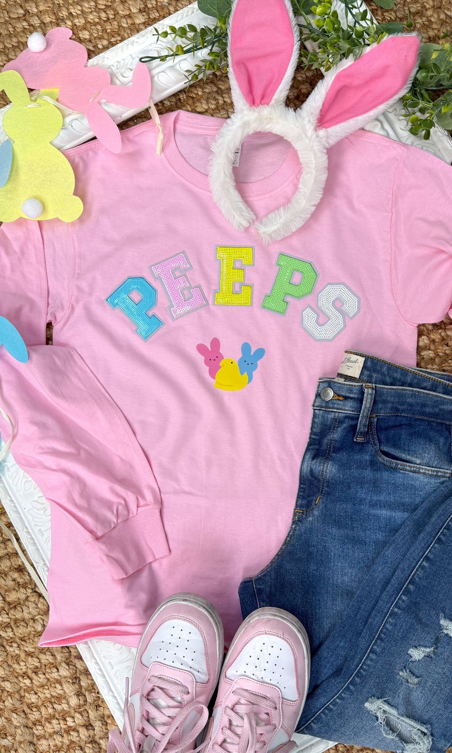 Peeps Sequin Easter Graphic Long Sleeve T-Shirt
