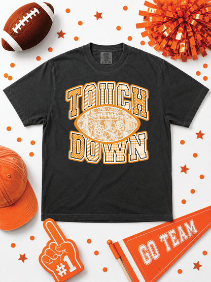 Lace Football Touchdown Pattern Graphic Comfort Color T-Shirt