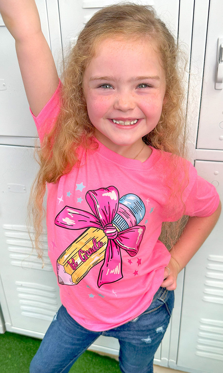Personalized Pencil Bow Graphic T-Shirt