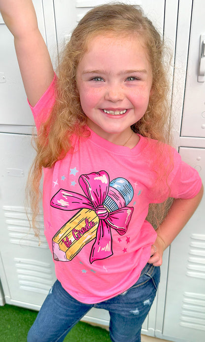 Personalized Pencil Bow Graphic T-Shirt