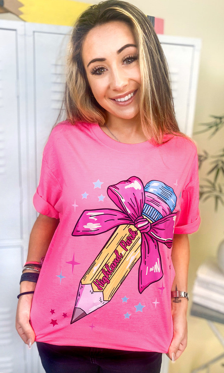 Personalized Pencil Bow Graphic T-Shirt