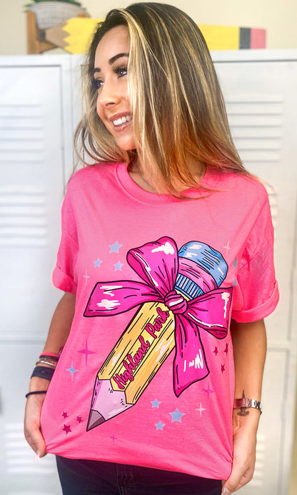 Personalized Pencil Bow Graphic T-Shirt