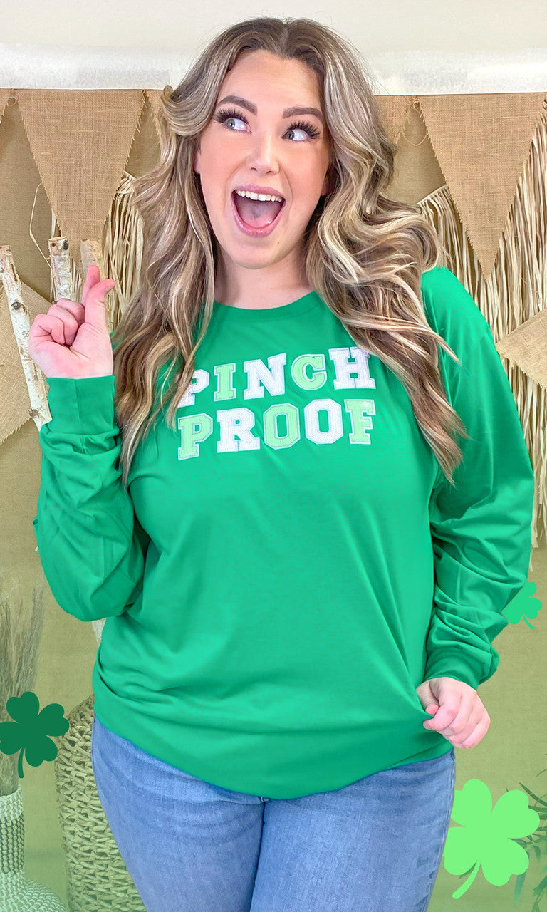 Pinch Proof St Patricks Day Sequin Graphic Long Sleeve Shirt